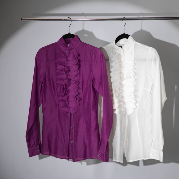 Stunning Ruffled Blouses XS – Available in White (NWT) and Purple (NWOT) - Picture 3 of 11